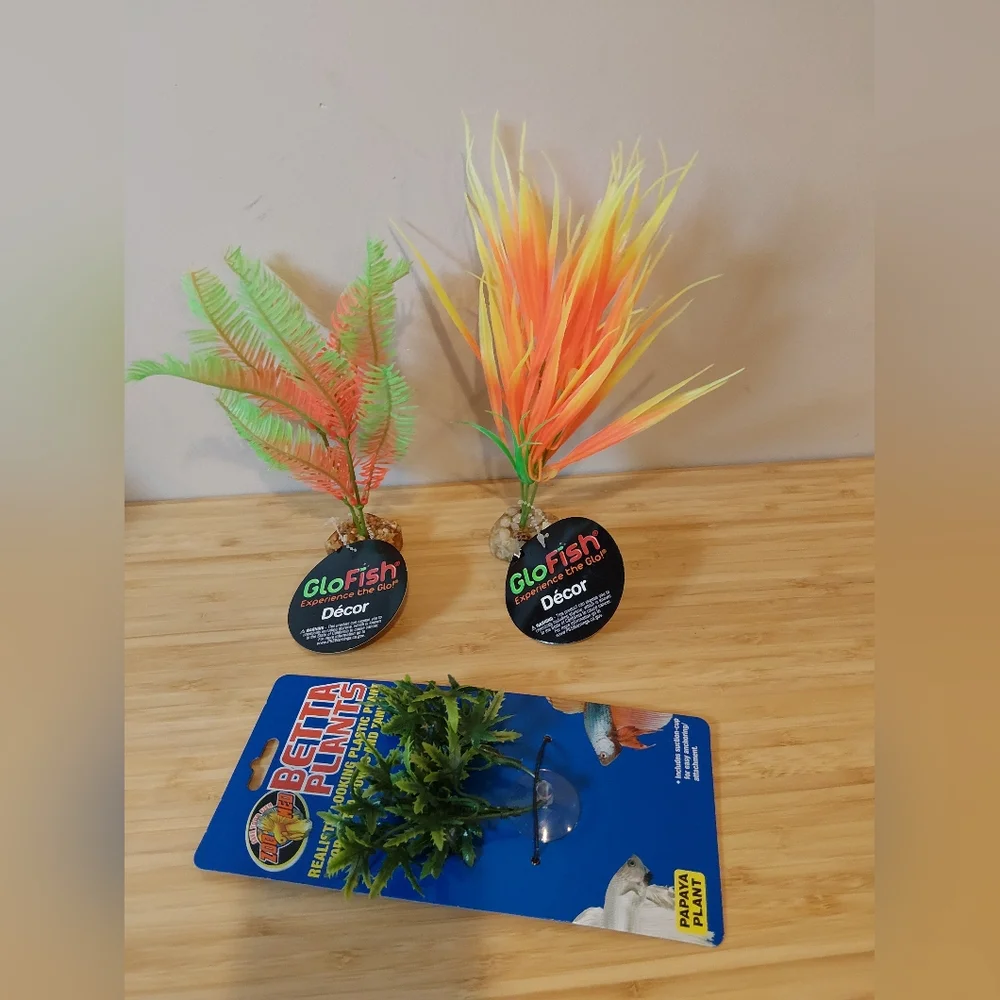 Aquarium Plants GloFish&Betta Plants Assorted Decor Set Of 3